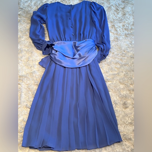 Satin & Chiffon by Richard Warren’s Classic Cocktail Dress with Tiered Sash - Picture 3 of 7